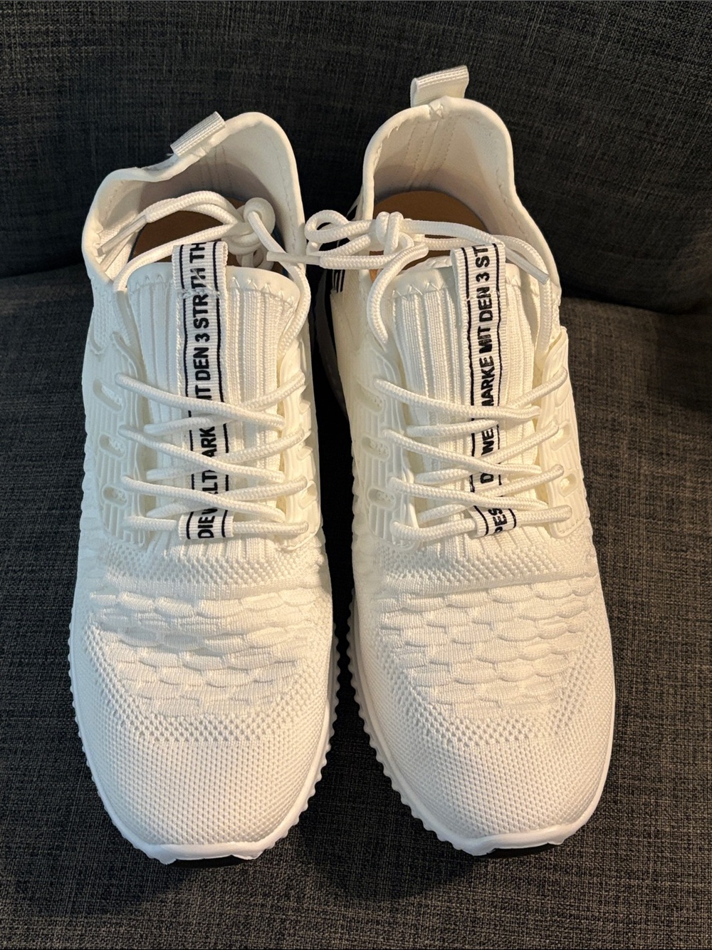 Lightweight White Knit Athletic Sneakers - Lace-Up Comfort